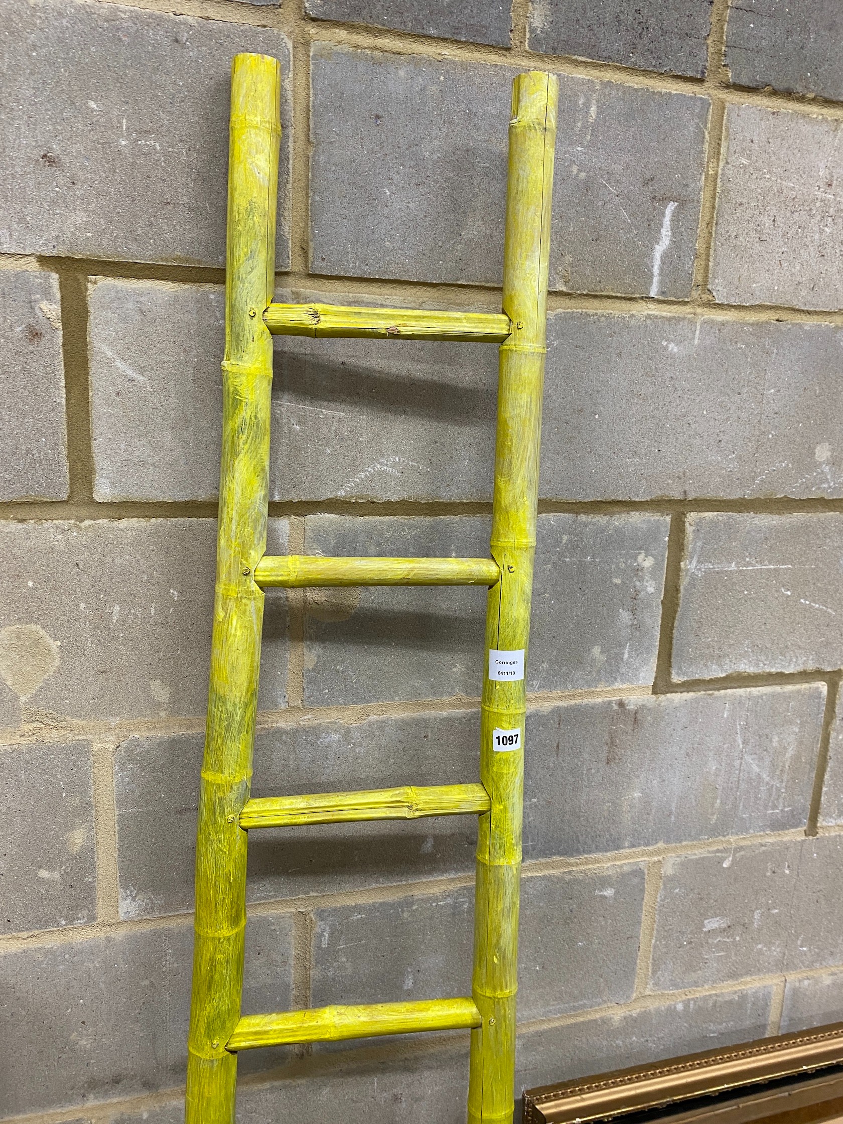 A painted bamboo ladder, height 201cm